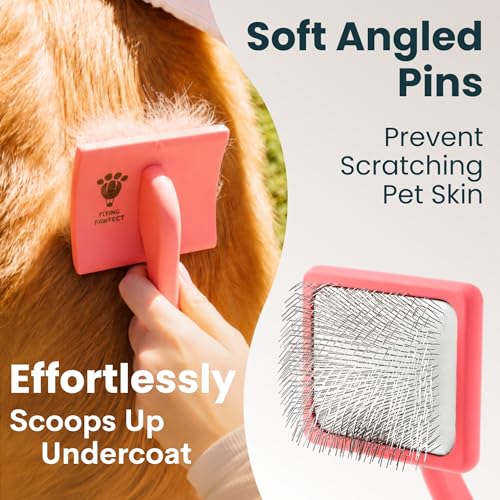 Slicker Brush for Dogs (Coral / Flat Large)