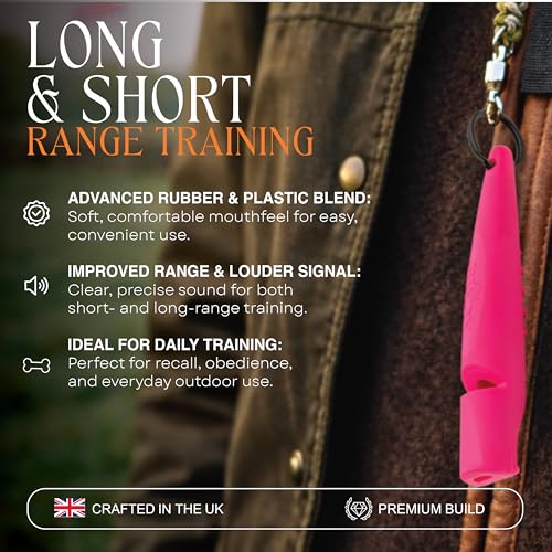 Alpha 210.5 Professional Dog Training Whistle with Enhanced Ergonomic Grip. BPA (Day Glow Pink)