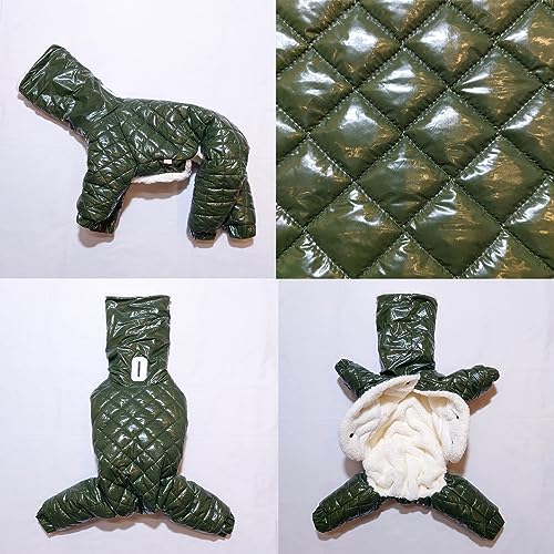 D Doggy Star Italian Greyhound Snowsuit Winter Thick Padded Coat Warm Outfits Jacket Turtleneck Clothes Whippet for Dog (3XL / Snowsuit Khaki)