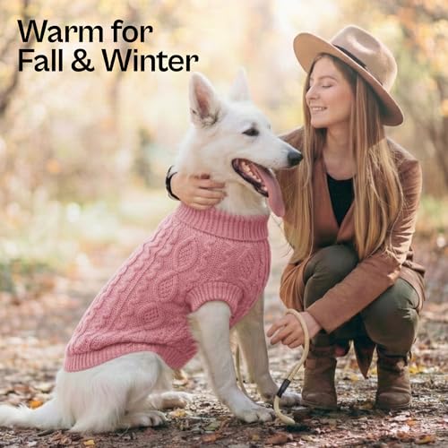 Dog Sweaters Pull Over (L / Cable Knit Pink)