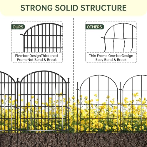 20 Panels No Dig Decorative Garden Fence (Black / 20 Panels, 44ft(L) x 33in(H))