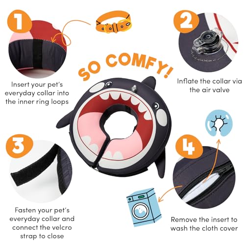 Inflatable Dog Cone Collar Alternative After Surgery Small (Orca / Small [Neck:4"-7"])