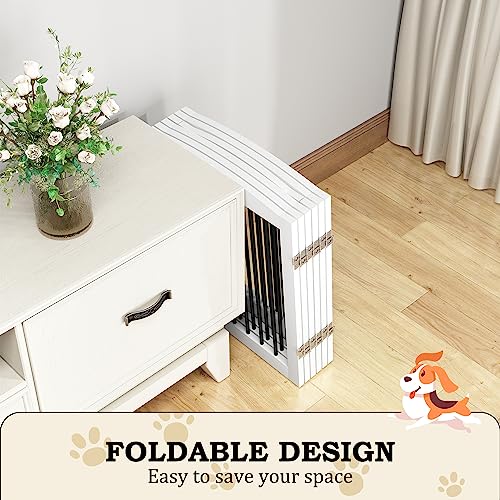 Freestanding Pet Gates with Walk Through Door (6 Panel 24" / White & Black)