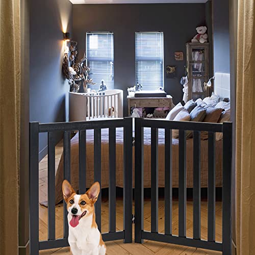 Wooden Free Standing Dog Gate 40" W x 24" H (Black / 40"W x 24"H)