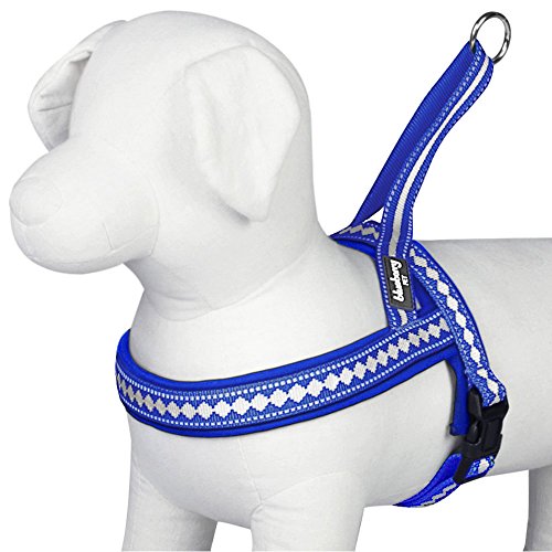 4 Colors Soft & Comfy 3M Reflective Jacquard Padded Dog Harness (Small(19" - 23.5") Chest Girth / Palace Blue)