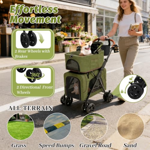 Double Pet Stroller (Green)