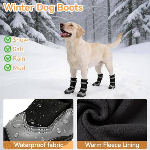 Dog Shoes Waterproof Dog Boots for Winter (4# (Insole Width 2.2″)for 33~44lbs)