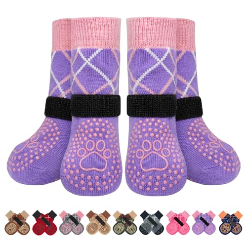 6PCS Dog Socks to Prevent Licking Paws for Hot (Purple / M(Pack of 6))