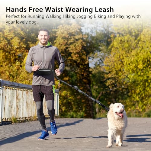 Hands Free Dog Running Leash with Zipper Pouch (Large)