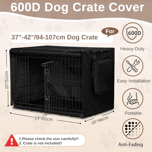 Dog Crate Cover 24in (Black / 24.0"L x 18.0"W x 20.0"H)