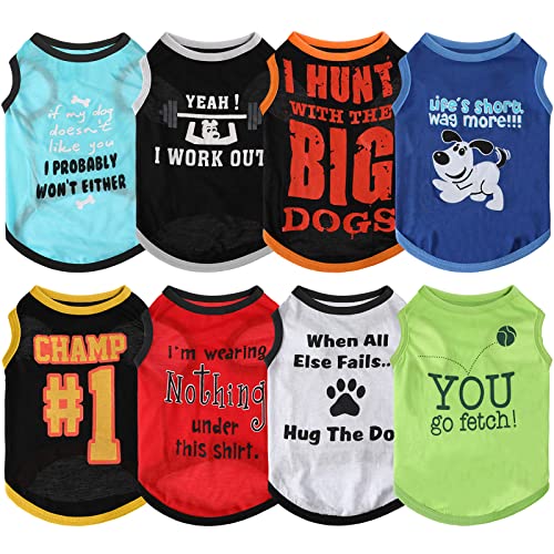8 Pcs Dog T Shirts Printed Funny (Medium)