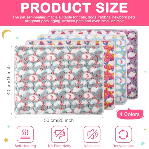 4 Pack Self Heating Cat Bed Cat Self Warming Pad with Removable Cover Extra Warm Thermal Pet Pad Washable Pet Crate Mat Anti Slip Kennel for Indoor Outdoor Pets (16 x 20 Inches)