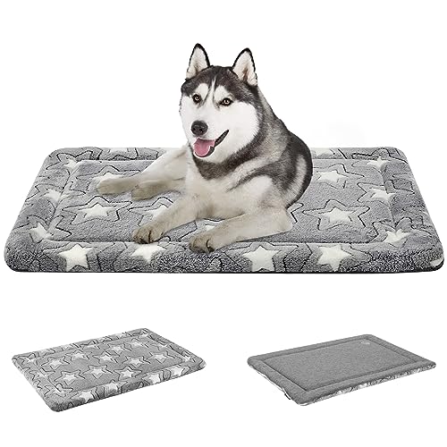 Dog Crate Pad for 36"x24" Dog Crate (Grey with Star Pattern / L (34.2"x22.4"x1.1"))