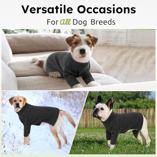 Dog Sweater Turtleneck Long Sleeve Dog Sweaters for Large Dogs (Charcoal Gray / XX-Large)