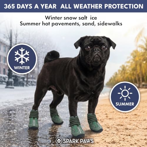 365 Dog Shoes (365 Green / Size 1: 1.6"x1.97"(W*L) (Pack of 4))