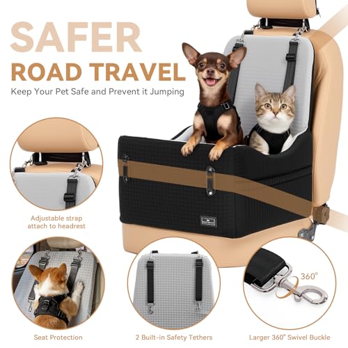 Dog Car Seat with Patented Safety System (Black/Grey / Medium)