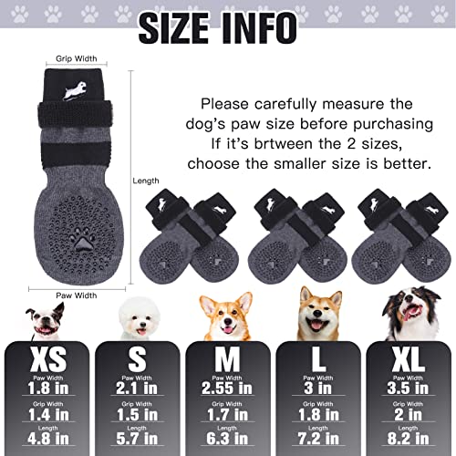 Anti Slip Dog Socks to Prevent Licking Paws for Hot Pavement (Embroidered Black / Large)