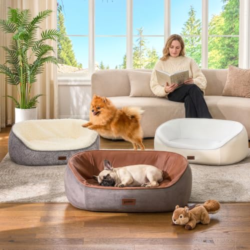 45D Orthopedic Memory Foam Dog Bed Sofa Set with 3 Washable Cover (Dark Grey+Light Grey+Beige)