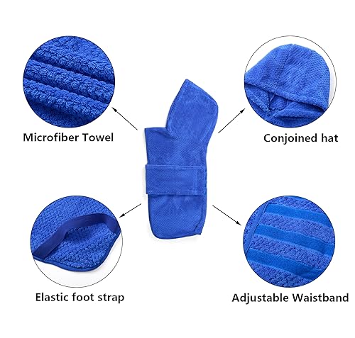 Dog Drying Coat with Hood for After Bath Bathrobe Towel Dog Drying Coat for Wet Walking in Rain (XXX-Large / Blue(Pineapple grid Hood))