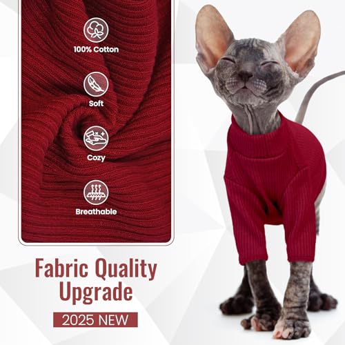 Sphynx Hairless Cats Shirt Pullover Kitten T (Small / Red)