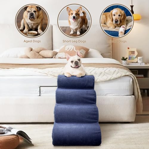 4 Step Pet Stairs for High Beds & Sofas (Blue / 4-step 19.6"H)