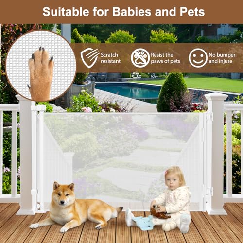 Weatherproof Outdoor Retractable Baby Gates (White / 35" X 55")