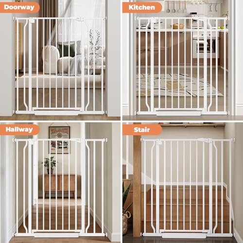 40" Extra Tall Baby Gate No Drilling (White / 29-40"Wide, 40"Tall)