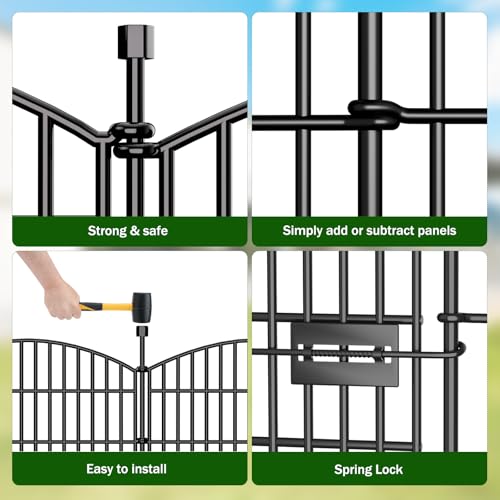 10 Panel No Dig Decorative Garden Fence with Gate 32"H x 23.6'L Dog Barrier (32 in(H) X 23.6 ft(L))