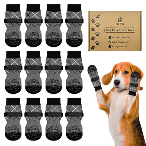 12 Pack Dog Socks for Hardwood Floors (Grey / Small (12 Count))
