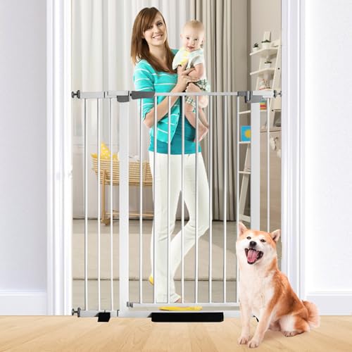 41 Inch Tall Baby Gate Auto Close Dog Gate (White / 29.92"-43.71" Wide)