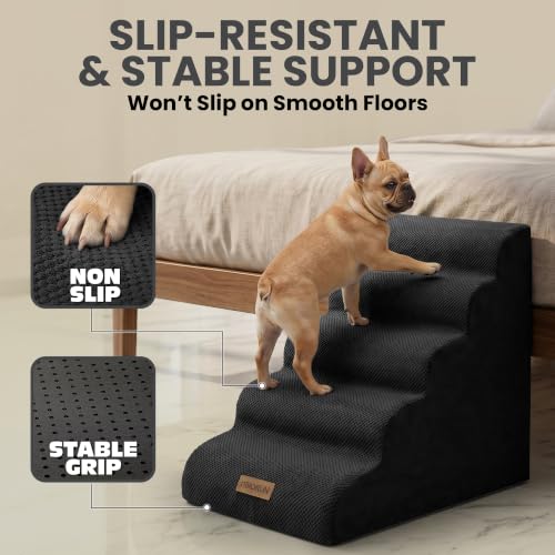 Dog Stairs for High Beds (Black / Stairs 24.5"H)