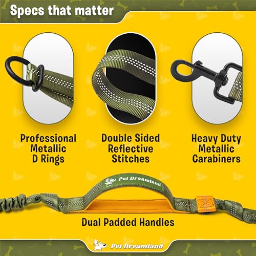 Exquisite Hands Free Double Dog Leash for Two Dogs with Tangle (Khaki & Orange)