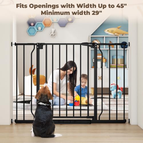 29" 45" Baby Gate for Stairs & Doorways (Black / 29-45"Wide, 30"Tall)