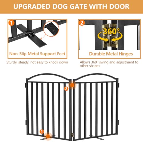 Metal Freestanding Dog Gates (Black / 48''W × 32''H)