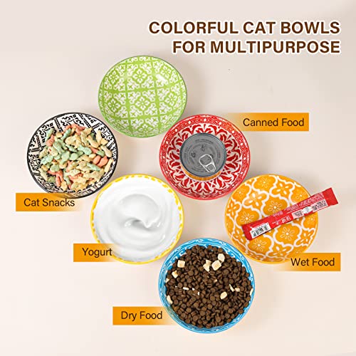 Ceramic Cat Dishes for Food (Colorful 1)