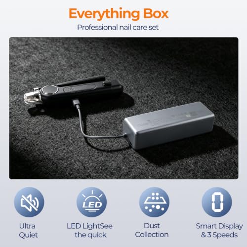 2-in-1 Dog Nail Clippers Grinder, HRC-48 Deep-U Blade for Thick Nails, LED