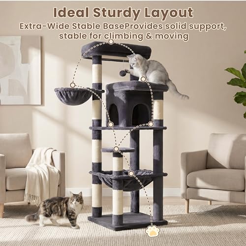 Cat Tree 56" Multi (56 inch / Smoky Gray)
