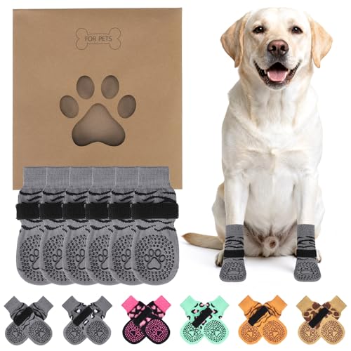 Anti Slip Dog Socks for Hot (Tiger Grey / Small)