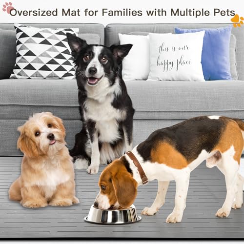 Largest Dog Food Mat (Light Gray / 48"L x 32"W)