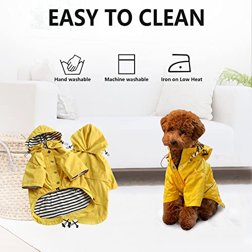 Dog Zip Up Raincoat with Reflective Buttons (Small / Yellow)
