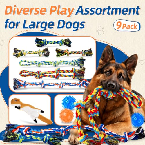 9 Pack Dog Rope Toy Set for Large Dogs (Multiple colors)