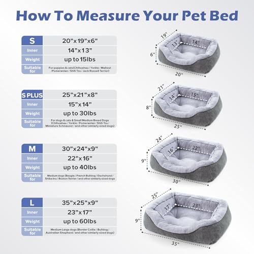 Small Dog Bed for Small Dogs (S (20"x19"x6") / Grey)