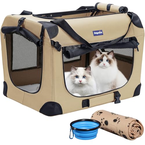 Portable Collapsible Dog Crate (Beige / 24.0"L x 17.0"W x 17.0"H)