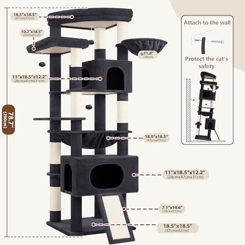 Cat Tree 78.7'' Cat Tower (78.7 inch / Smoky gray)