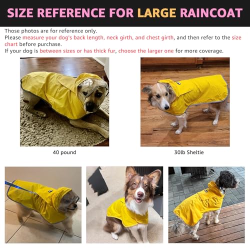 Dog Raincoat Waterproof Dog Rain Jacket with Clear Hooded (Fuchsia / Large)