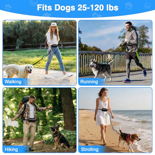 Hands Free Dog Leash with Zipper Pouch (Black)