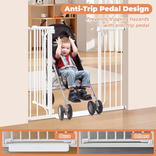 34" Tall Baby Gate No Drilling (White / 29-45"Wide, 34"Tall)