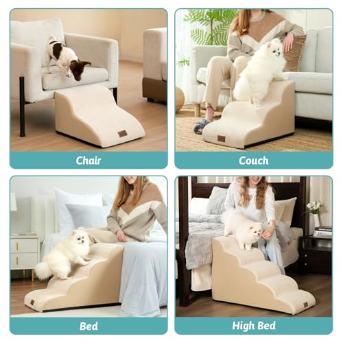 Dog Stair for Small Dog 15.7" H (Beige / Standard:15.7"x22.4"x15.7")