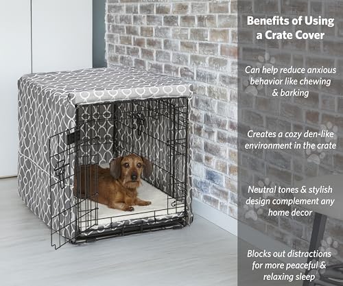 Medium Dog Crate Cover With Teflon Fabric Protector (Gray Geometric Pattern / 29"L x 20"W x 20"H)
