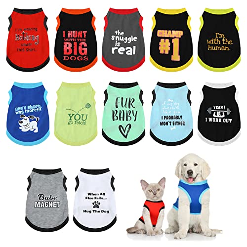 12 Pieces Dog Shirts Summer Puppy Vest Funny Print Outfit (Small)